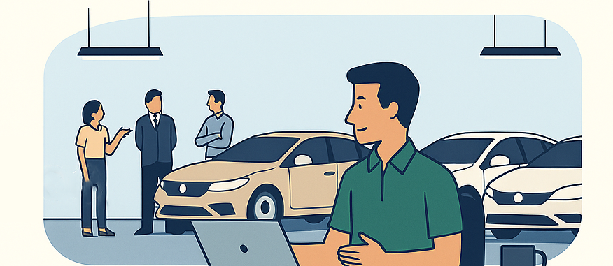 Tableau de bord GestionVO affichant le stock de véhicules d'occasion avec statuts, marges et alertes SIV